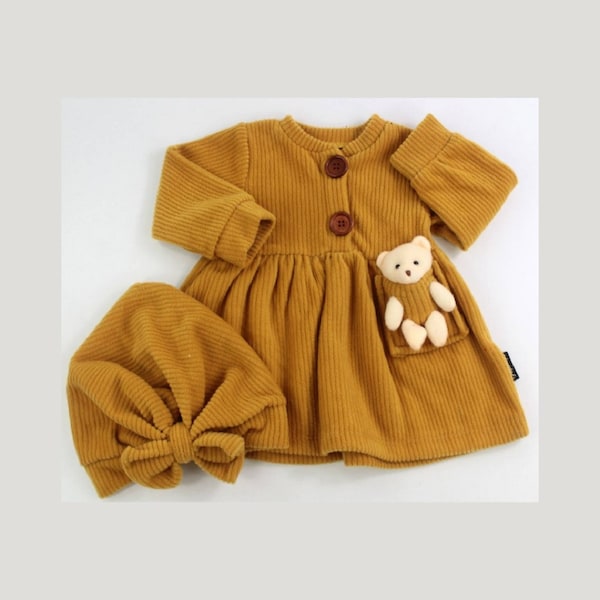 Baby Velvet Dress With Toys, Baby Girl Dress Special Occasion, Velvet Corduroy Outfits, Long Sleeve Dress Set, Baby Girl Outfit Fall