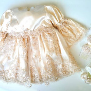 Newborn Girl Special Occasion Dress, Newborn Gilt Outfit Lace, Baby Girl Outfit 0 3 Months, Beige Lace Baby Dress Set, Fancy Baby Dress Set
