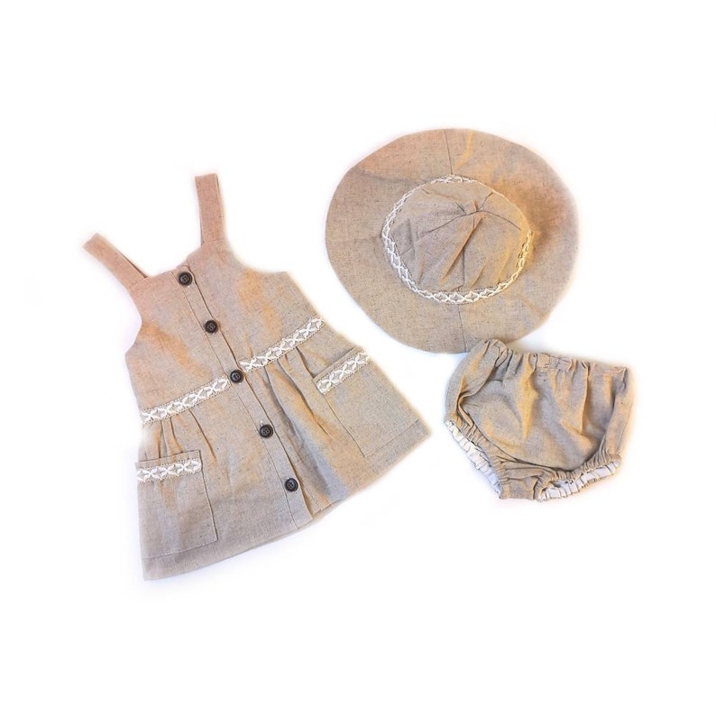 Baby Linen Dress Set Baby Girl Bloomer Set Toddler Girl Etsy