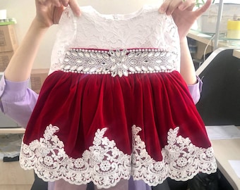 Red Velvet Baby Dress Lace Newborn Dress Set Toddler Velvet Dress Baby Christmas Outfit Baby s Christmas Outfit Baby s First Christmas Etsy UK