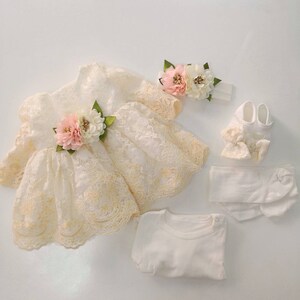 Newborn Christening Dress, Lace Christening Baby Gown, Birthday Clothing Set, Baptism Gown Girl, Dedication Outfit Set, Newborn Easter Wear