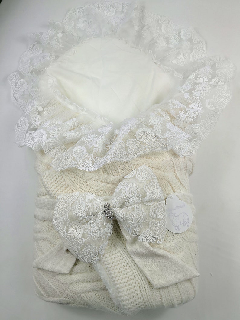 Lace Cocoon Swaddle Baby Blanket Knit Lamb Wool Blanket Etsy