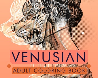 28 Pages Adult Coloring Book - VENUSIAN - Digital Coloring Book (A4) PDF Print-it-yourself Coloring DIY Color Book Lineart only File