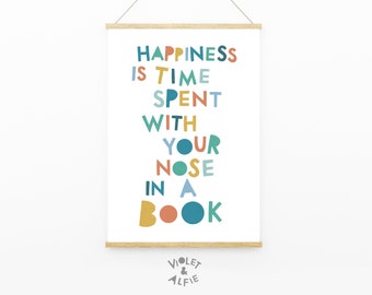 Bookworm Print | Unframed | Reading Nook Wall Art | Playful Nursery Decor | Typographic Prints For Children | Book Quote