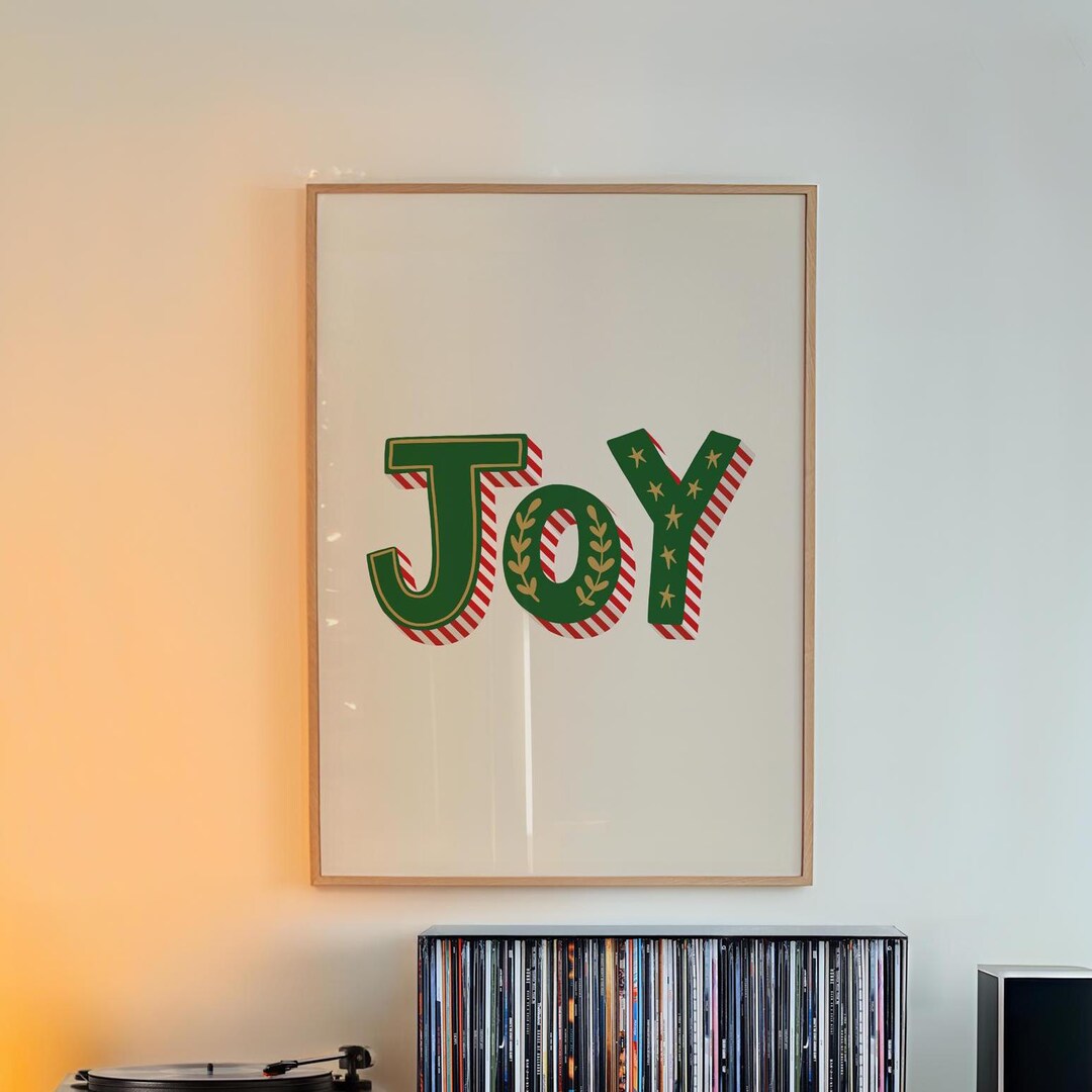 Christmas Joy Printable, Red and Green Christmas Art Print, Joy Art ...