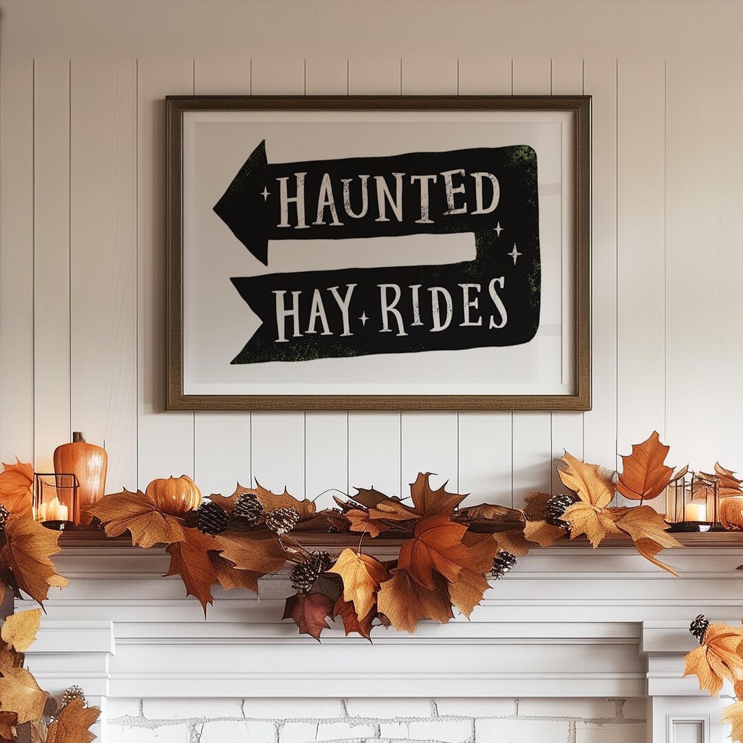 Hay Rides Sign Halloween Haunted Hay Rides Sign | Printable Wall Art | Fall Decor ...