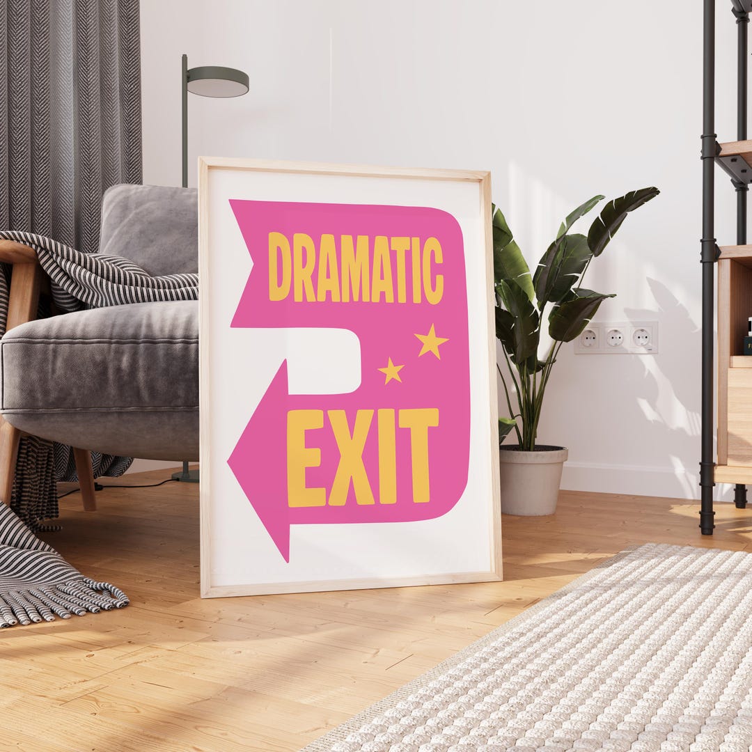 Dramatic Exit Printable Wall Art – Retro Arrow Hallway Print - Funny ...