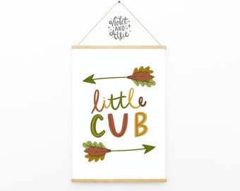 Little Cub Print | Unframed | Boho Children's Decor | Arrow Illustration | Woodland Kid's Room Wall Art | Playroom Decor | Nature Wall Art