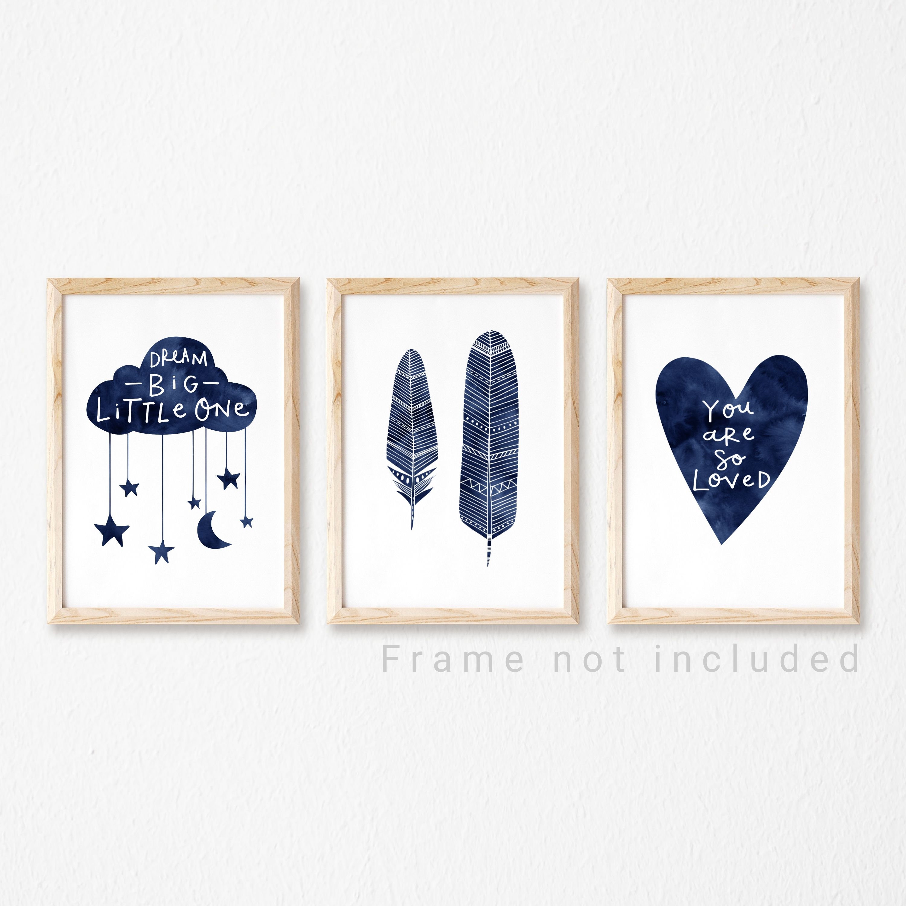 Navy Blue Nursery Wall Art Set Nursery Prints Set of 3 Prints Etsy
