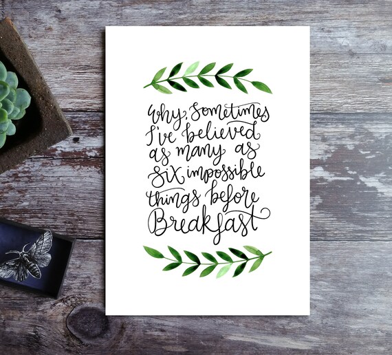 Alice In Wonderland Citation Six Choses Impossibles Alice Etsy Alice In Wonderland Citation Six Choses Impossibles Alice Etsy