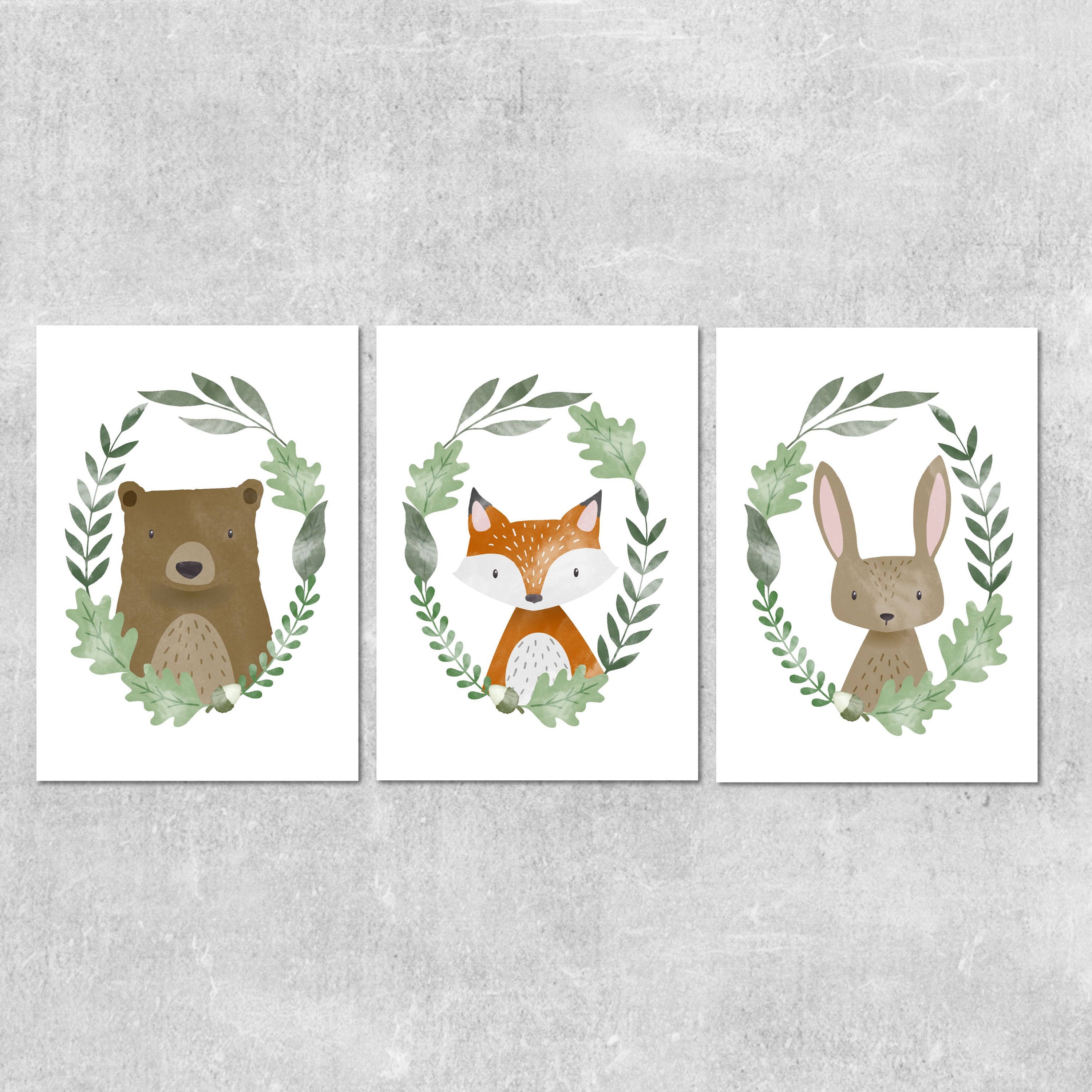 Woodland Nursery Wall Art Animal Art Nursery Prints Set Etsy UK