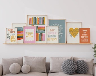 Book Lover Print Set | Digital Download Bundle | Boho Gallery Wall Art Set | Bookish Art Prints | Reading Poster Set | Boho Print Set