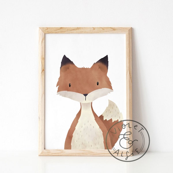 Fox Print, Unframed, Woodland Nursery Decor, Childrens Room Wall Art, Woodland Animal Prints For Nursery