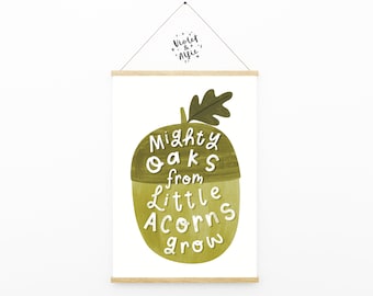 Little Acorn Quote Print | Unframed | Children's Room Wall Art | Woodland Nursery Decor | Neutral Kids Interior