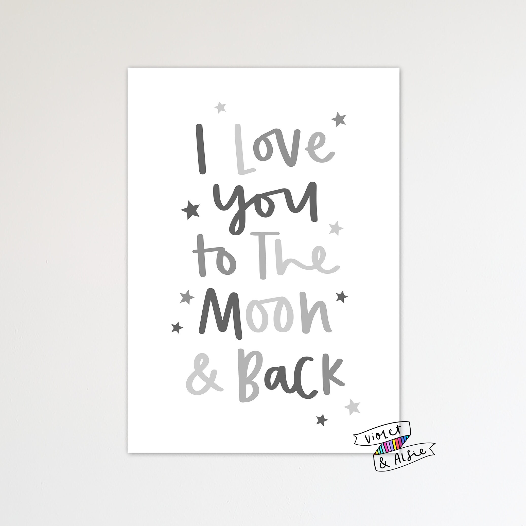 Set of 3 Grey Nursery Print Set Unframed Unisex Nursery Etsy