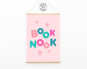 Book Nook Print | Unframed | Bookshelf Art Prints | Book Lover Gift | Prints For Reading Nook | Gift For Bookish Kids | Typographic Print