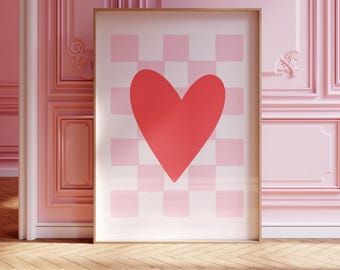 Preppy Heart Print | Instant Download Art | Valentine's Day Decor | Trendy Heart Print | Cute Valentine's Day Print