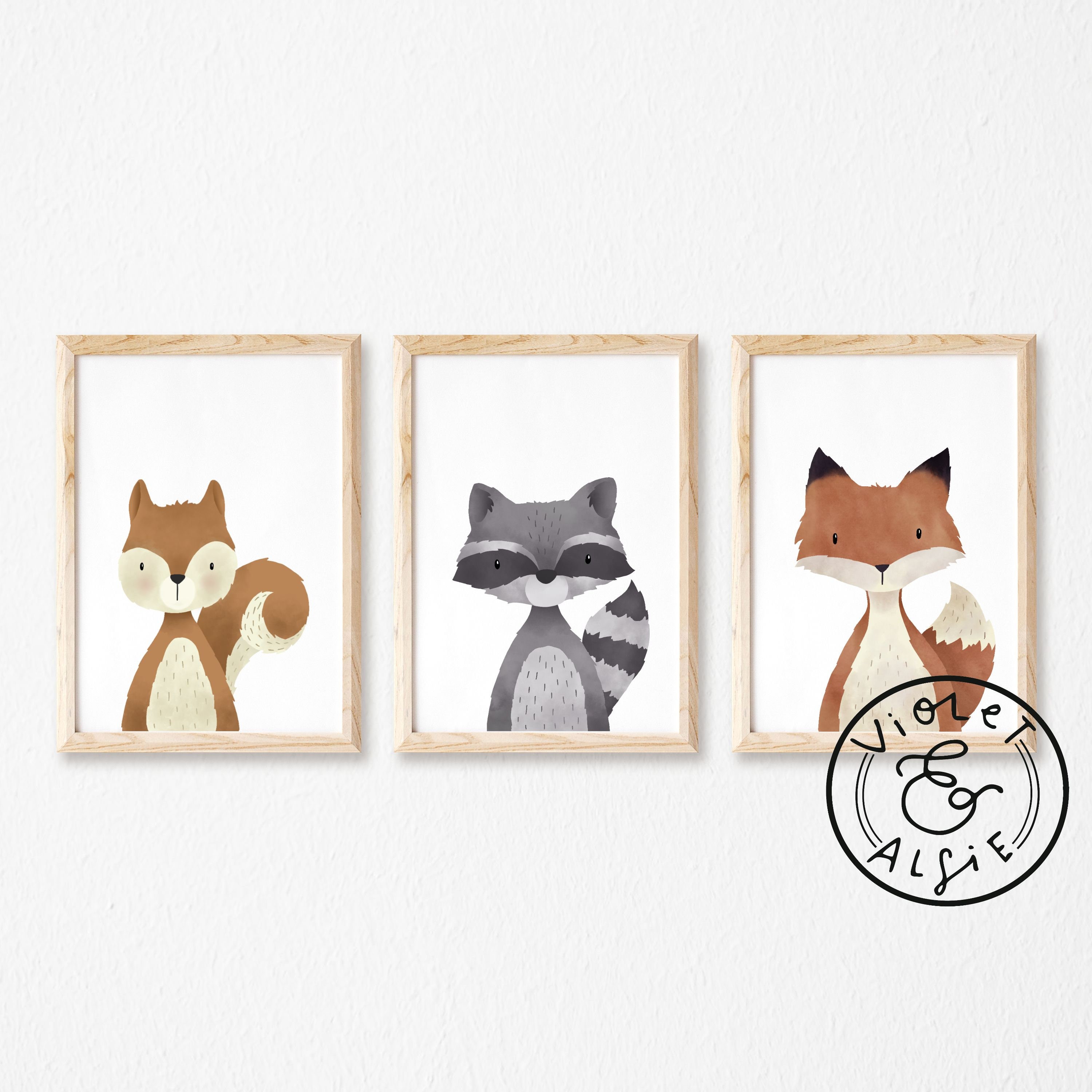 Forest Animal Nursery Prints Woodland Animal Wall Art Etsy UK