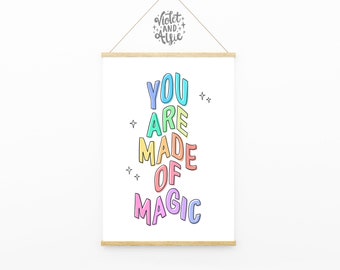 Made Of Magic Print | Unframed A5 A4 A3 | Colourful Wall Art | Pastel Rainbow Print | Gallery Wall Decor | Maximalist Home | Gift For Kids