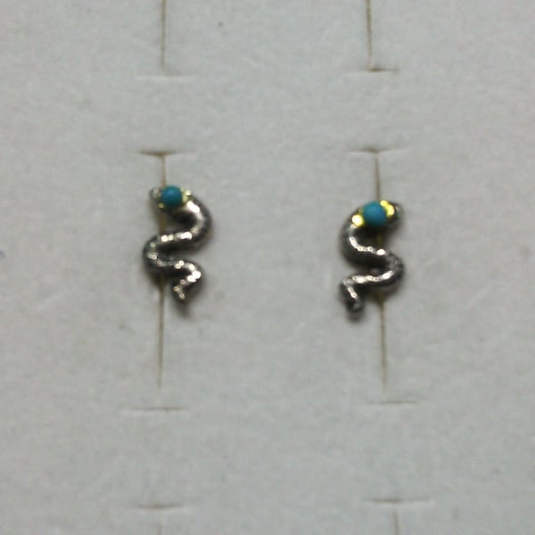 Small vintage turquoise earrings on solid silver