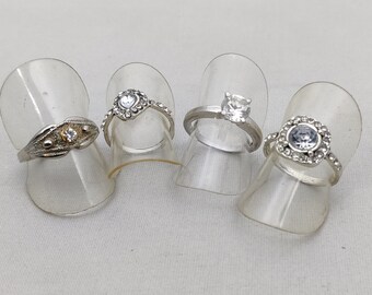 small vintage ring with rhinestones on silver metal