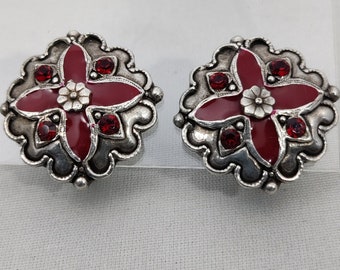 signed CHORANGE clip-on earrings, silver metal