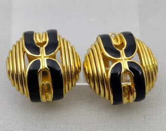 Boucles D'oreilles Clips Vintage Emmanuel Ungaro - Métal Doré, Alliage, état Correct