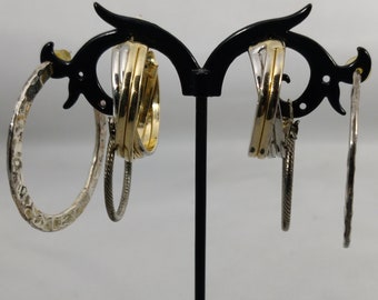 boucles d'oreilles vintage métal argenté forme créole