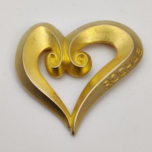 signed ROCHAS vintage brooch in gold metal
