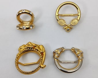 MALKA PARISのサイン入りヴィンテージスカーフクリップまたはゴールドメタルのスカーフクリップ