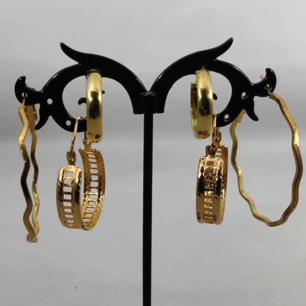 boucles d'oreilles vintage métal doré forme créole