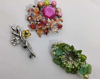 broches vintage de forme fleur