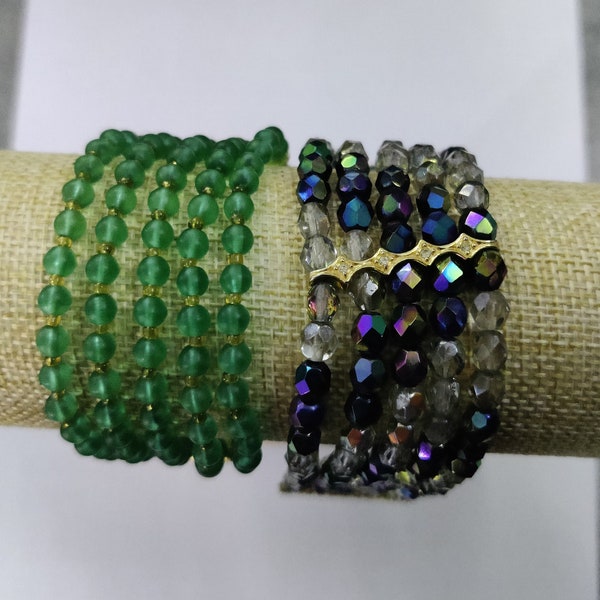 bracelet multiples rangs en perles de verre de Bohème