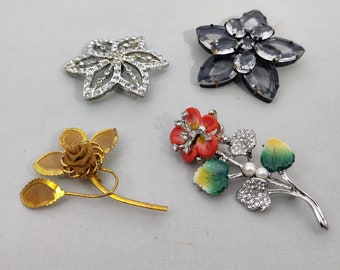 broches vintage de forme fleur