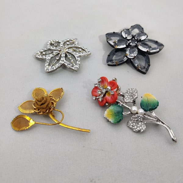 broches vintage de forme fleur