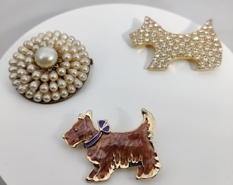 vintage gold metal brooches