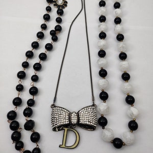 long necklace vintage black color sautoir necklace