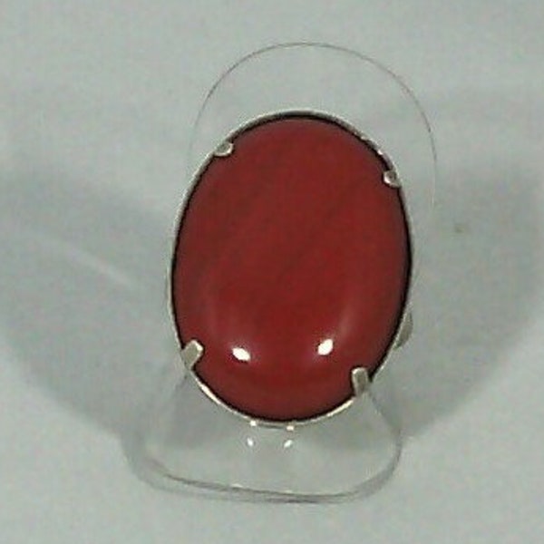 bague ovale jaspe rouge et argent 925