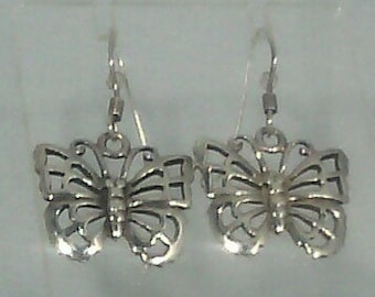 Boucles d'oreilles vintage pendantes en argent massif