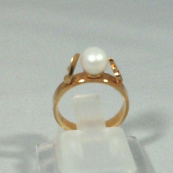 vintage ring gold plated 10 microns and white pearl