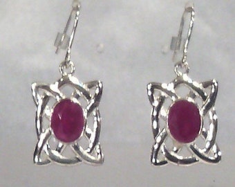 boucle oreille rubis pierre précieuse et argent 925