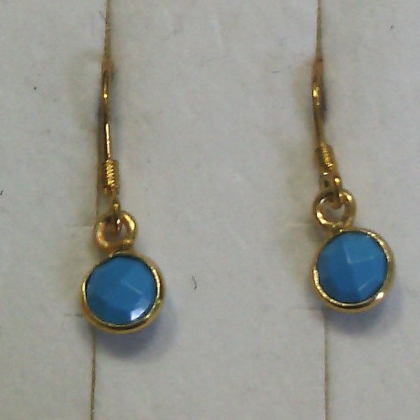 turquoise earrings on natural semi-precious fine stone vermeil