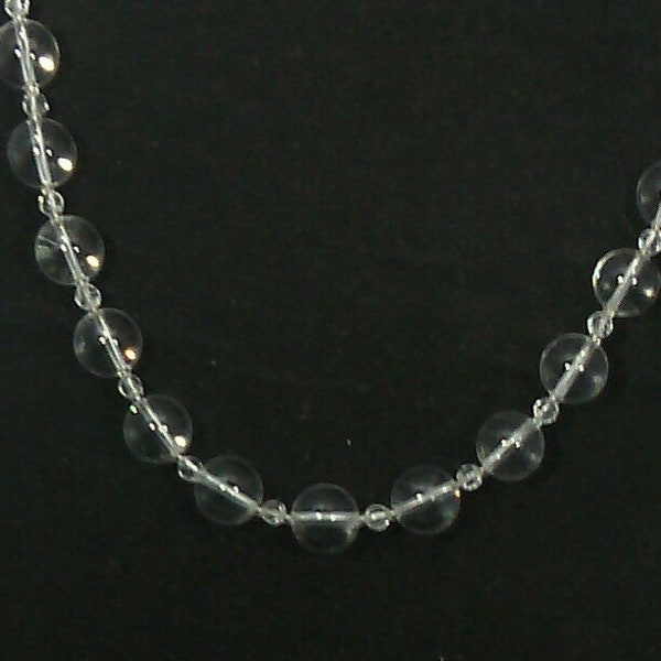 necklace real natural semi-precious fine stones colorless quartz called rock crystal