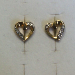 vintage zircon and vermeil heart earrings