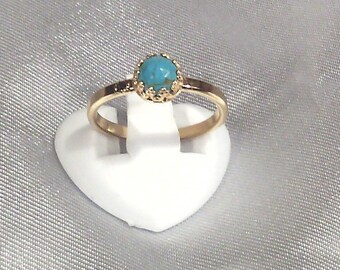 bague turquoise sur vermeil. pierre fine semi précieuse naturelle