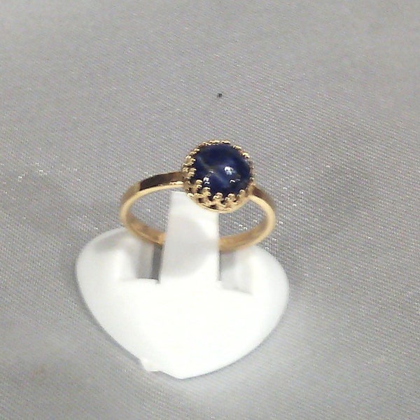 bague lapis lazuli sur vermeil. pierre fine semi précieuse naturelle