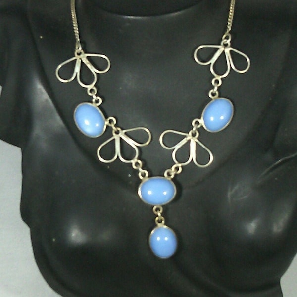 necklace 4 chalcedony vintage solid silver