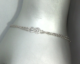 bracelet vintage double rangs de chaîne en argent 925