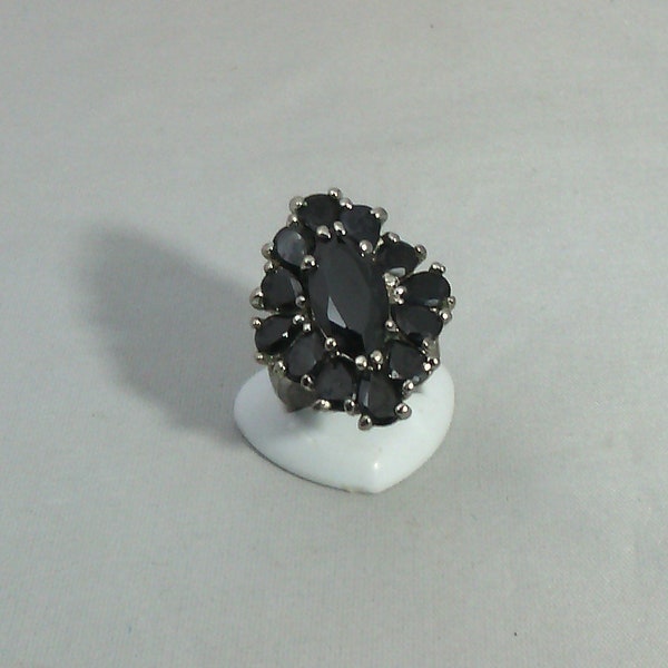 vintage ring zirconium oxide dark blue on silver