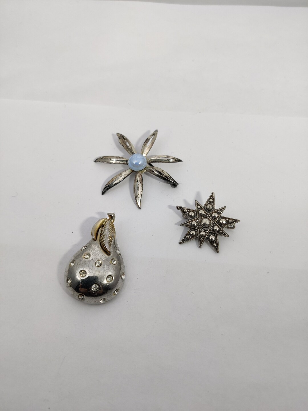 Broche Vintage Cristal Irisé Sur Métal Argenté - Modèle #K26 - Occasion Femme